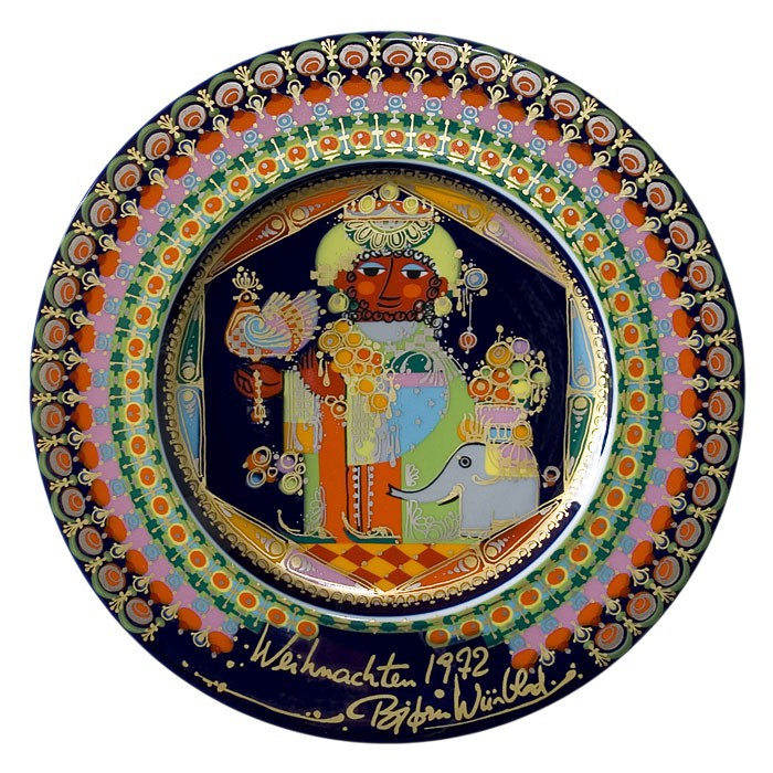 Bjørn Wiinblad porcelænsjuleplatte 1972, produceret af Rosenthal
