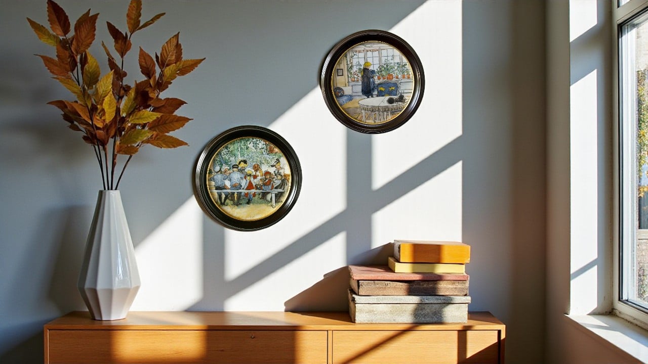 Carl Larsson porcelænsmalerier i indretningen