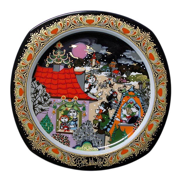 Bjørn Wiinblad porcelænsjuleplatte 1990, produceret af Rosenthal
