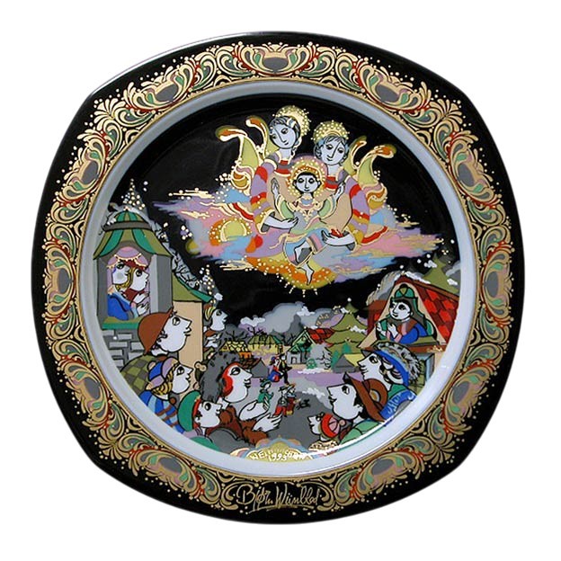 Bjørn Wiinblad porcelænsjuleplatte 1993, produceret af Rosenthal.