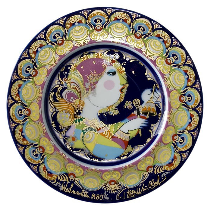 Bjørn Wiinblad porcelænsjuleplatte 1980, produceret af Rosenthal