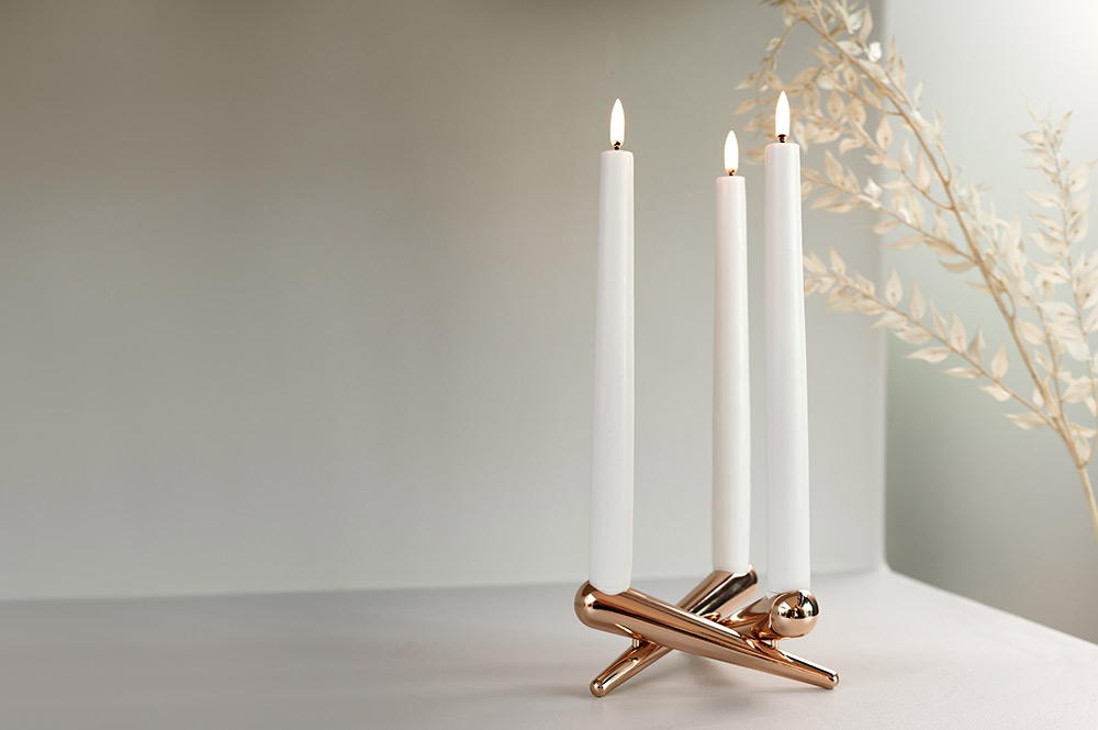 Uyuni Bonfire Candle lysestage i Rose Gold
